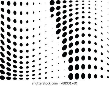 Abstract halftone wave dotted background. Futuristic twisted grunge pattern, dot, circles.  Vector modern optical pop art texture for posters, business cards, cover, labels mock-up, stickers layout