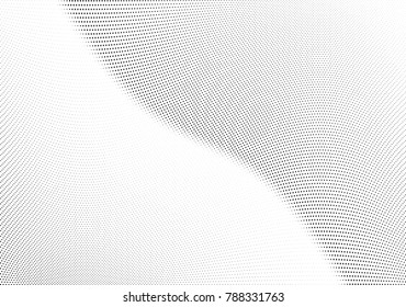 Abstract halftone wave dotted background. Futuristic twisted grunge pattern, dot, circles.  Vector modern optical pop art texture for posters, business cards, cover, labels mock-up, stickers layout