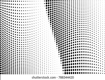 Abstract halftone wave dotted background. Futuristic twisted grunge pattern, dot, circles.  Vector modern optical pop art texture for posters, business cards, cover, labels mock-up, stickers layout