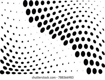 Abstract halftone wave dotted background. Futuristic twisted grunge pattern, dot, circles.  Vector modern optical pop art texture for posters, business cards, cover, labels mock-up, stickers layout