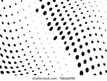 Abstract halftone wave dotted background. Futuristic twisted grunge pattern, dot, circles.  Vector modern optical pop art texture for posters, business cards, cover, labels mock-up, stickers layout
