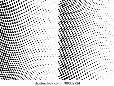 Abstract halftone wave dotted background. Futuristic twisted grunge pattern, dot, circles.  Vector modern optical pop art texture for posters, business cards, cover, labels mock-up, stickers layout