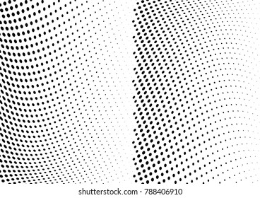 Abstract halftone wave dotted background. Futuristic twisted grunge pattern, dot, circles.  Vector modern optical pop art texture for posters, business cards, cover, labels mock-up, stickers layout