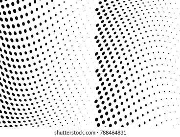 Abstract halftone wave dotted background. Futuristic twisted pattern, dot, circles.  Vector modern optical pop art texture for posters, business cards, cover, labels mock-up, stickers layout