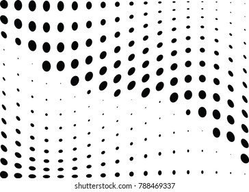 Abstract halftone wave dotted background. Futuristic twisted grunge pattern, dot, circles.  Vector modern optical pop art texture for posters, business cards, cover, labels mock-up, stickers layout
