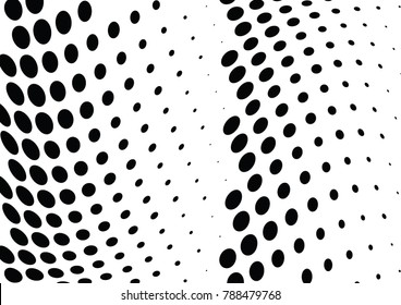 Abstract halftone wave dotted background. Futuristic twisted grunge pattern, dot, circles.  Vector modern optical pop art texture for posters, business cards, cover, labels mock-up, stickers layout