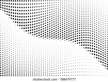 Abstract halftone wave dotted background. Futuristic twisted grunge pattern, dot, circles.  Vector modern optical pop art texture for posters, business cards, cover, labels mock-up, stickers layout