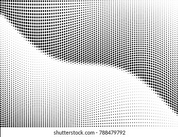 Abstract halftone wave dotted background. Futuristic twisted grunge pattern, dot, circles.  Vector modern optical pop art texture for posters, business cards, cover, labels mock-up, stickers layout