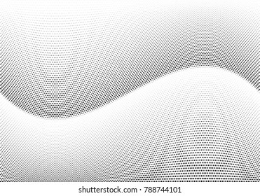 Abstract halftone wave dotted background. Futuristic twisted grunge pattern, dot, circles.  Vector modern optical pop art texture for posters, business cards, cover, labels mock-up, stickers layout