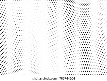 Abstract halftone wave dotted background. Futuristic twisted grunge pattern, dot, circles.  Vector modern optical pop art texture for posters, business cards, cover, labels mock-up, stickers layout