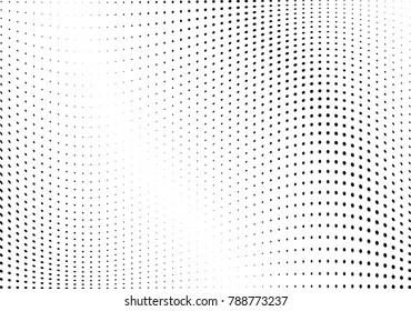 Abstract halftone wave dotted background. Futuristic twisted grunge pattern, dot, circles.  Vector modern optical pop art texture for posters, business cards, cover, labels mock-up, stickers layout