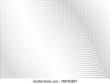 Abstract halftone wave dotted background. Futuristic twisted grunge pattern, dot, circles.  Vector modern optical pop art texture for posters, business cards, cover, labels mock-up, stickers layout
