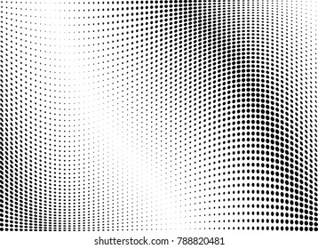 Abstract halftone wave dotted background. Futuristic twisted grunge pattern, dot, circles.  Vector modern optical pop art texture for posters, business cards, cover, labels mock-up, stickers layout