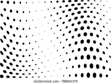 Abstract halftone wave dotted background. Futuristic twisted grunge pattern, dot, circles.  Vector modern optical pop art texture for posters, business cards, cover, labels mock-up, stickers layout