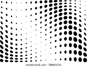 Abstract halftone wave dotted background. Futuristic twisted grunge pattern, dot, circles.  Vector modern optical pop art texture for posters, business cards, cover, labels mock-up, stickers layout