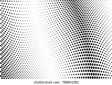 Abstract halftone wave dotted background. Futuristic twisted grunge pattern, dot, circles.  Vector modern optical pop art texture for posters, business cards, cover, labels mock-up, stickers layout