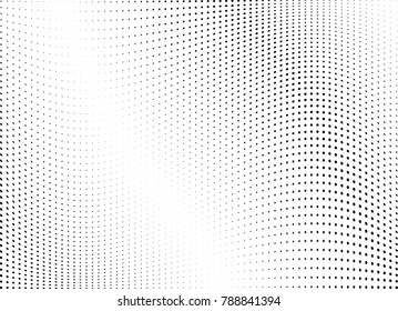 Abstract halftone wave dotted background. Futuristic twisted grunge pattern, dot, circles.  Vector modern optical pop art texture for posters, business cards, cover, labels mock-up, stickers layout