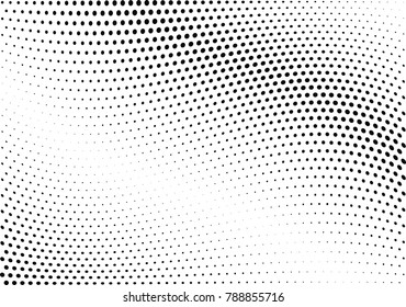 Abstract halftone wave dotted background. Futuristic twisted grunge pattern, dot, circles.  Vector modern optical pop art texture for posters, business cards, cover, labels mock-up, stickers layout