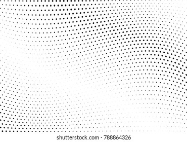 Abstract halftone wave dotted background. Futuristic twisted grunge pattern, dot, circles.  Vector modern optical pop art texture for posters, business cards, cover, labels mock-up, stickers layout