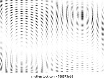 Abstract halftone wave dotted background. Futuristic twisted grunge pattern, dot, circles.  Vector modern optical pop art texture for posters, business cards, cover, labels mock-up, stickers layout