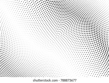 Abstract halftone wave dotted background. Futuristic twisted grunge pattern, dot, circles.  Vector modern optical pop art texture for posters, business cards, cover, labels mock-up, stickers layout