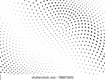 Abstract halftone wave dotted background. Futuristic twisted grunge pattern, dot, circles.  Vector modern optical pop art texture for posters, business cards, cover, labels mock-up, stickers layout
