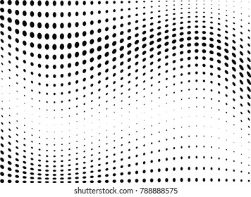 Abstract halftone wave dotted background. Futuristic twisted grunge pattern, dot, circles.  Vector modern optical pop art texture for posters, business cards, cover, labels mock-up, stickers layout
