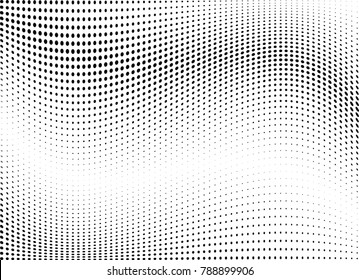 Abstract halftone wave dotted background. Futuristic twisted grunge pattern, dot, circles.  Vector modern optical pop art texture for posters, business cards, cover, labels mock-up, stickers layout