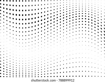 Abstract halftone wave dotted background. Futuristic twisted grunge pattern, dot, circles.  Vector modern optical pop art texture for posters, business cards, cover, labels mock-up, stickers layout