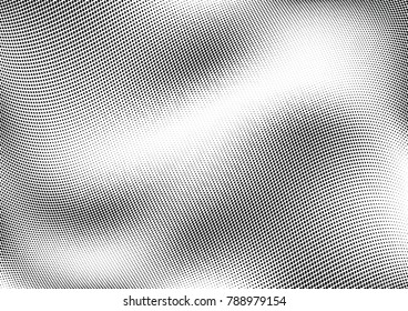 Abstract halftone wave dotted background. Futuristic twisted grunge pattern, dot, circles.  Vector modern optical pop art texture for posters, business cards, cover, labels mock-up, stickers layout