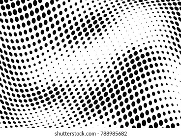 Abstract halftone wave dotted background. Futuristic twisted grunge pattern, dot, circles.  Vector modern optical pop art texture for posters, business cards, cover, labels mock-up, stickers layout