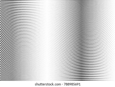 Abstract halftone wave dotted background. Futuristic twisted grunge pattern, dot, circles.  Vector modern optical pop art texture for posters, business cards, cover, labels mock-up, stickers layout