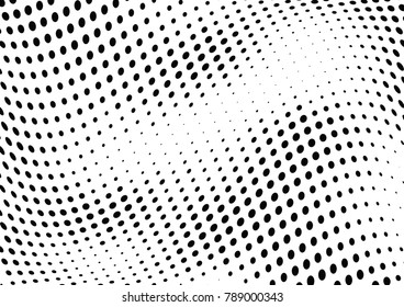 Abstract halftone wave dotted background. Futuristic twisted grunge pattern, dot, circles.  Vector modern optical pop art texture for posters, business cards, cover, labels mock-up, stickers layout