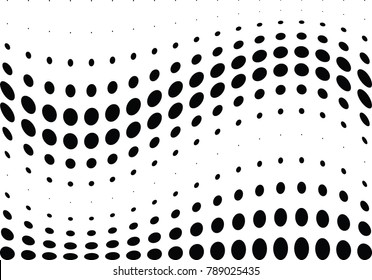 Abstract halftone wave dotted background. Futuristic twisted grunge pattern, dot, circles.  Vector modern optical pop art texture for posters, business cards, cover, labels mock-up, stickers layout