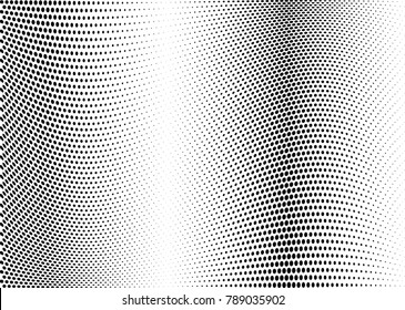 Abstract halftone wave dotted background. Futuristic twisted grunge pattern, dot, circles.  Vector modern optical pop art texture for posters, business cards, cover, labels mock-up, stickers layout