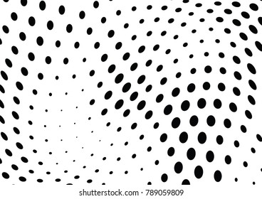 Abstract halftone wave dotted background. Futuristic twisted grunge pattern, dot, circles.  Vector modern optical pop art texture for posters, business cards, cover, labels mock-up, stickers layout