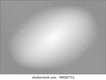 Abstract halftone wave dotted background. Futuristic twisted grunge pattern, dot, circles.  Vector modern optical pop art texture for posters, business cards, cover, labels mock-up, stickers layout
