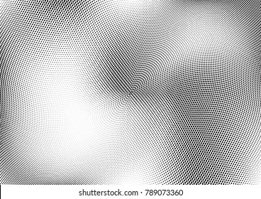 Abstract halftone wave dotted background. Futuristic twisted grunge pattern, dot, circles.  Vector modern optical pop art texture for posters, business cards, cover, labels mock-up, stickers layout