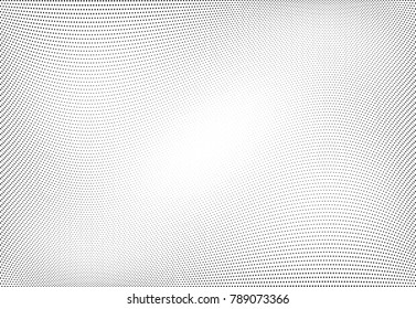 Abstract halftone wave dotted background. Futuristic twisted grunge pattern, dot, circles.  Vector modern optical pop art texture for posters, business cards, cover, labels mock-up, stickers layout