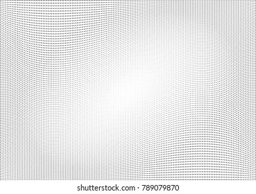 Abstract halftone wave dotted background. Futuristic twisted grunge pattern, dot, circles.  Vector modern optical pop art texture for posters, business cards, cover, labels mock-up, stickers layout