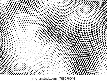 Abstract halftone wave dotted background. Futuristic twisted grunge pattern, dot, circles.  Vector modern optical pop art texture for posters, business cards, cover, labels mock-up, stickers layout