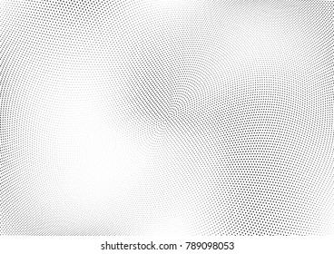 Abstract halftone wave dotted background. Futuristic twisted grunge pattern, dot, circles.  Vector modern optical pop art texture for posters, business cards, cover, labels mock-up, stickers layout