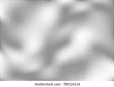 Abstract halftone wave dotted background. Futuristic twisted grunge pattern, dot, circles.  Vector modern optical pop art texture for posters, business cards, cover, labels mock-up, stickers layout