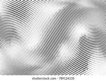 Abstract halftone wave dotted background. Futuristic twisted grunge pattern, dot, circles.  Vector modern optical pop art texture for posters, business cards, cover, labels mock-up, stickers layout