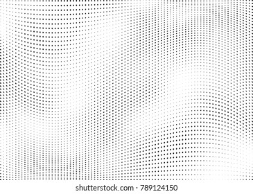 Abstract halftone wave dotted background. Futuristic twisted grunge pattern, dot, circles.  Vector modern optical pop art texture for posters, business cards, cover, labels mock-up, stickers layout