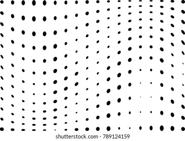 Abstract halftone wave dotted background. Futuristic twisted grunge pattern, dot, circles.  Vector modern optical pop art texture for posters, business cards, cover, labels mock-up, stickers layout