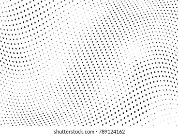 Abstract halftone wave dotted background. Futuristic twisted grunge pattern, dot, circles.  Vector modern optical pop art texture for posters, business cards, cover, labels mock-up, stickers layout