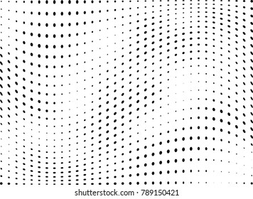 Abstract halftone wave dotted background. Futuristic twisted grunge pattern, dot, circles.  Vector modern optical pop art texture for posters, business cards, cover, labels mock-up, stickers layout