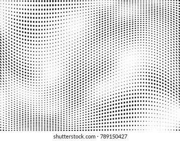 Abstract halftone wave dotted background. Futuristic twisted grunge pattern, dot, circles.  Vector modern optical pop art texture for posters, business cards, cover, labels mock-up, stickers layout