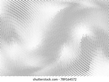 Abstract halftone wave dotted background. Futuristic twisted grunge pattern, dot, circles.  Vector modern optical pop art texture for posters, business cards, cover, labels mock-up, stickers layout